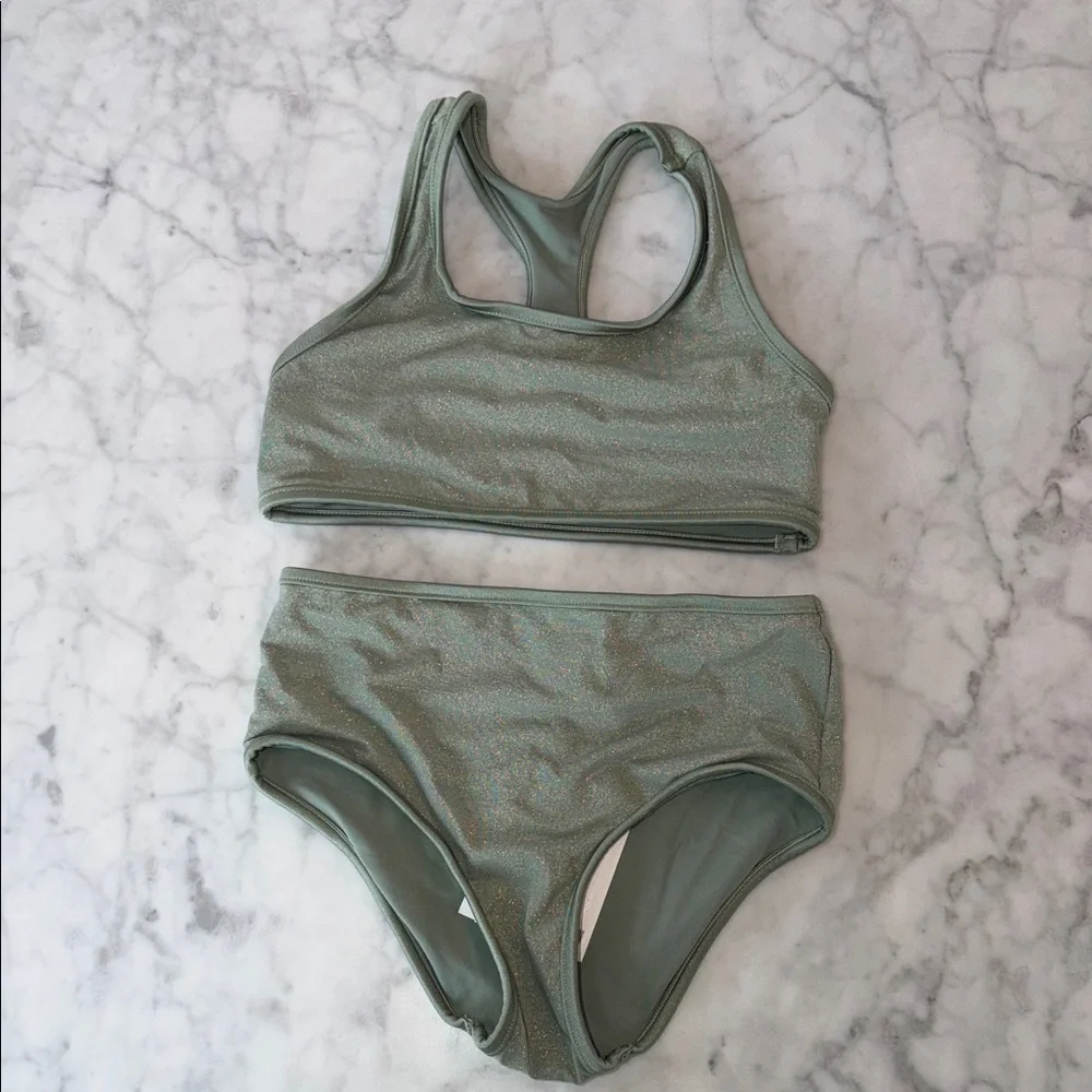 NWT Zimmermann Sage Green Shimmer Waverly Bikini Set 6Y